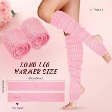 Long Leg Warmers Women 24 Inch Over Knee Knit Ribbed Leg Warmer Stirrup Yoga 80s Party Dance Ballet Supply - 均碼 + 粉紅色 + 1 - 查看 2