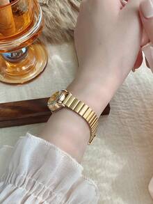 1pc Gold Bamboo Knot Strap Quartz Watch For Women, Casual & Fashionable, Retro Style, Suitable For Everyday Wear, Best Gift Choice For Couples - 金色 - 查看 5
