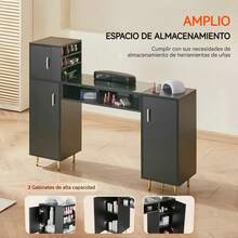Mesa Para Manicura Blanca Con 3 Gabinetes Amplio Espacio - Blanco - Ver 3