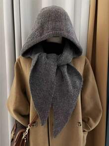 1pc Women Solid Color Knitted Hat Scarf, Comfortable & Warm, Versatile For Outdoor, Daily, Travel, Matching - Multicolor - View 3