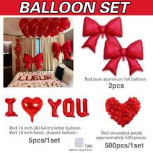Red Valentine's Day Bow Balloon Set. Includes Extra Large Red Bow Foil Balloon, Red & Black Ombre Petal Balloons, Suitable For Valentine's Day, Birthday Decor, Engagement Party, Bridal Shower, Party Decoration, Home Decor, Anniversary. - Multicolor - View 15