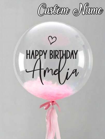 1 pieza - Globo transparente personalizable con nombre, globo de cumpleaños personalizado, diseña tu propio globo, regalo de San Valentín, decoración de fiesta de cumpleaños, decoración de boda, decoración de pared/puerta con globos, decoración de fiesta personalizada, decoración de fiesta de aniversario, decoración de fiesta de compromiso, decoración de escena de fiesta, decoración de fondo para reunión familiar