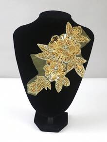 1件/包，14种颜色可选，新款串珠刺绣多色管珠、水晶亮片、水钻刺绣贴花，适用于DIY服装、婚纱配饰，长度：22厘米/8.66英寸，宽度：13厘米/5.5英寸 - 彩色 - 查看 9