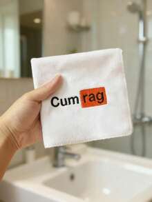 1pc, 12in Microfiber Embroided Letters Naughty Funny Wash Towel For Boyfriend Girlfriend Husband Wife Adult Humor Gift, Perfect For Valentine's Day Wedding Anniversary Day Gift White Elephant Exchange Gift Gag Gift Bachelor Bachelorette Party Supplies Bathroom Decor Fall Decor Back To School For Beauty Salon Home Bathroom