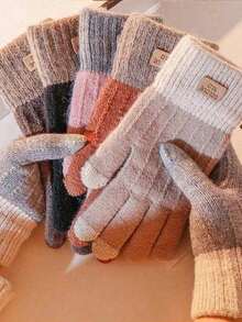 Unisex Thick Knitted Touchscreen Winter Gloves (1 Pair) – Breathable, Non-Slip & Durable Gloves, Ideal For Driving, Cycling, Skiing, Work & All Kinds Of Outdoor Adventures, Must-Have For Outdoor Lovers - Nhiều màu - Xem 1