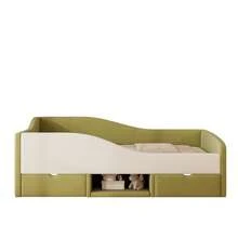 Upholstered Sofa Bed, 90 X 190 Cm, Multifunctional Bed With Two Drawers And Hanging Rails, Soft-Touch Velvet Upholstery, Mattress Not Included, Dark Green And Cream White - Olive Green - View 10