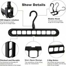 1/3/6pcs 9-Hole Multi-Function Magic Hanger, Foldable, Rotatable, With Storage Rack, Decorative, Decorate Room, Decorate Home, Decorate Bedroom, Bedroom, Home Storage, Suitable For Storing T-Shirts, Shirts, Short Sleeves, Shorts, Short Skirts, Dresses, Pants, Shoes, Jeans, Skirts, White Women's T-Shirts - Pink - View 4