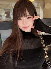 Thin Soft Diamond Grid Sheer Slimming Waist Long Sleeve Women's Sweater, Fitted Knit Top Suitable For Outings, Dates, Vacations, Evenings, Parties, Christmas, New Year, Commuting, Spring/Summer - Black - View 3