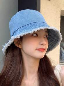 Topi Bucket Gaya Jepang untuk Wanita, Topi Pelindung Matahari Serbaguna Kasual, Topi Tahan Angin dan Perlindungan UV Warna Polos Modis dari Poliester, Cocok untuk Musim Semi dan Musim Panas, Pantai, Liburan, Perjalanan - topi - View 2
