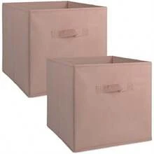 DII Contenedores plegables de almacenamiento de tela para guarderías, oficinas, armarios, decoración del hogar, organizadores de cubos y uso diario, 11 x 11 x 11 pulgadas, color blanco, juego de 2, pequeño (2)(Rosa Small - Set of 2) - Multicolor - Ver 1