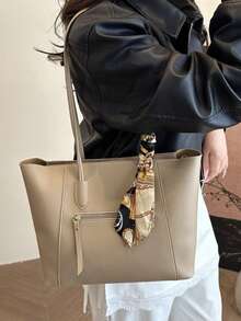 Túi Tote Thời Trang Đa Năng Phong Cách Tối Giản Cho Nữ - Màu Khaki - Xem 8