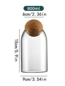 1 pièce Bocal en verre pour le stockage du café, bocal à thé, bocal en verre avec bouchon en liège hermétique pour le stockage des grains de café et des fruits secs - Boîte de haricots farcie boule en bois - Voir 17