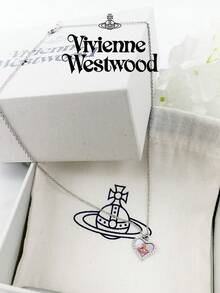 Vivienne Westwood 1pc Petra Pendant Brass Necklace, Fashionable & Elegant Heart-Shaped Pendant