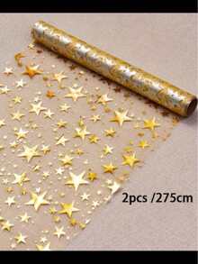 1件/2件装金色箔星印花桌旗，11英寸 x 108英寸金属质感涤纶面料，适用于节日、情人节、婚礼桌布、婚礼装饰、家居装饰、房间装饰、派对礼物、新娘生日装饰 - 金色 - 查看 13