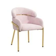 Esszimmerstuhl, Einzeln, Leichter Luxus, Wohnzimmer, Schlafzimmer, Freizeitstuhl, Mit Vier Metallbeinen, Samt, Rosa - 粉色 - 查看 2