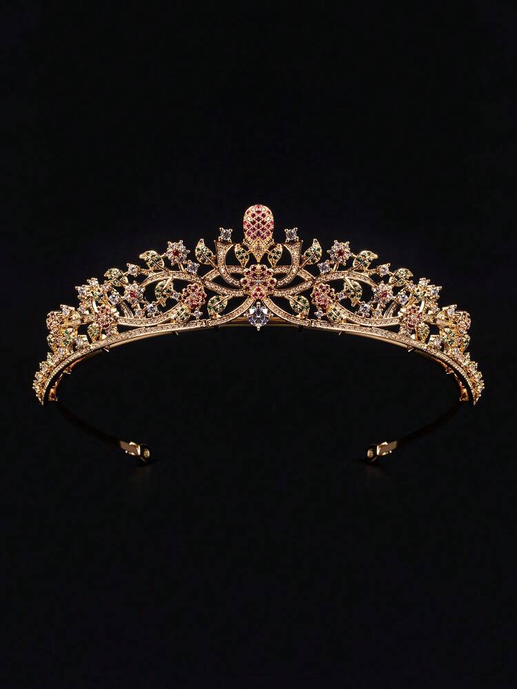 1件装多色新娘皇冠头饰，水晶发箍公主婚礼皇冠，精致优雅，适合生日、万圣节及其他场合 - 彩色 - 查看 6