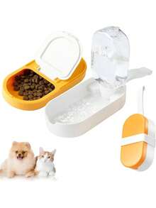 1 pezzo Bottiglia d'acqua portatile per cani 2 in 1 con contenitore per cibo, ciotola per acqua e cibo per animali domestici a prova di perdite per viaggi, passeggiate, escursioni, attività all'aperto, leggero alimentatore per animali domestici adatto per cani e gatti di piccola e media taglia - Multicolore - Visualizzare 4