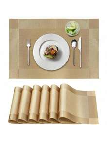 4/6/10pcs Placemats Set, Kitchen Dining Table Mats, Heat-Resistant Non-Slip Washable PVC Placemats, Easy Clean Woven Vinyl Placemats - Multicolor - View 1