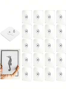 10/20/30pcs Heavy Duty Waterproof Rustproof Adhesive Hooks - Damage-Free Modern Plastic Hooks, Suitable For Kitchen, Bathroom, Multi-Purpose Hanging Of Frames, Posters, Clocks, Easy Installation - Multicolor - View 4
