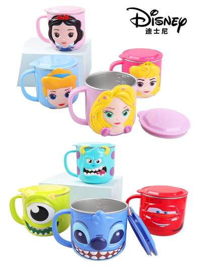 Disney 1pc 260ML/320ml 3D Cartoon Character Stainless Steel Insulated Water Bottle, Suitable For Judy/Nick/Alien/Buzz Lightyear/Marie/Minnie/Mickey/Stitch/Elsa/Cars/Anna/Snow White/Rapunzel/Mike/Olaf And Other Cartoon Characters, For Kids