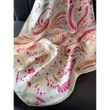 1pc 27.5inch Elegant Floral Print Women's Satin Square Scarf - Soft And Suitable For Casual Outings In Bright Red, Pink, Orange, And Green Headband Accessories - 彩色 - 查看 6
