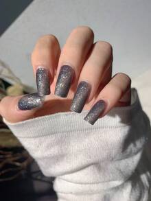 1 miếng dán móng tay nhũ mắt mèo mới, miếng dán móng tay nghệ thuật lột ra chống nước, miếng dán móng tay cho nữ, miếng dán móng tay tự dính, bộ dụng cụ làm móng nghệ thuật tự làm, dễ sử dụng, thích hợp cho ngày lễ, tiệc tùng, trang trí sân khấu, quà tặng sinh nhật - Màu Xám nhạt - Xem 5