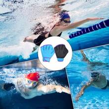 1 Par Guantes Webbbed Para Nadar, Guantes De La Web Para Natacin, Guantes De Los Guantes Web Mittens Aquatic, Guantes De Entrenamiento De Ajuste Acutico, Entrenamiento De Natacin Mittens De Goma - Azul + CH - Ver 6