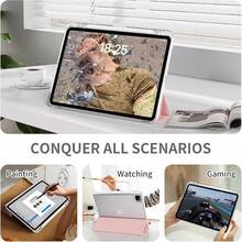 Feams Slim Case For Pad, Smart Stand/Automatic Wake Up/Sleep Tablet Protective Case, Clear Back With Pencil Holder Compatible With IPad 9.7/10.2/10.5/10.9/12.9/Pro 11, 10th Gen,Compatible With Samsung Galaxy Tab S6 Lite 10.4 Inch,Compatible With Huawei MatePad 11 Inch/ Tab,Soft Anti-Fall Protection - Hồng - Xem 7