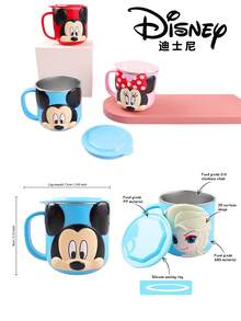 1pc Disney Mickey 3D Shaped Stainless Steel Tumbler With Lid, Spill-Proof, Heat-Resistant, Detachable 316 Stainless Steel Inner Liner, Suitable For Milk, Coffee, Juice, Mouthwash, Cute Cartoon Embossed Water Cup, Durable, Reusable, Great For Parties, Birthdays, Weddings, Holidays, Kids Tableware, Student Water Bottle, Parent-Child Cup - Multicolor - View 7
