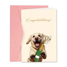 1 pieza Tarjeta de felicitaciones de boda de Labrador para pareja amante de los perros, regalo de felicitaciones de boda desde el perro, tarjeta de compromiso de Labrador linda, regalo de ducha nupcial para recién casados