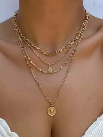 Bohemiskt guldfärgat halsband i flera stilar för kvinnor, flerskiktade kristallhängen, set med smycken, gåvor