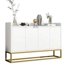 Modern Minimalist Sideboard, 4-Door Handleless Buffet For Dining Room, Living Room, Kitchen (White) - 白色 - 查看 1