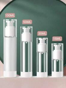 1 Set Of Simple Transparent Portable Cosmetic Vacuum Pump Bottles, 15ml/100ml - Clear - View 1
