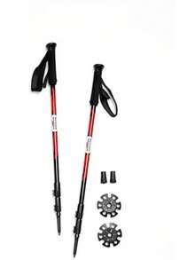 Trekking Poles – Adjustable Lightweight Hiking Poles With Snow Baskets & Carbide Tips For Winter, Rubber Tips For Summer, All-Terrain Use - Red - View 6