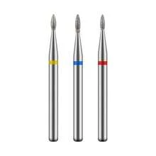 1支火焰形碳化钨金刚石指甲钻头，3/32英寸，专业去茧指甲钻头