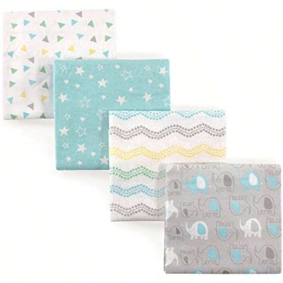 Luvable Friends Mantas unisex de franela de algodón para bebé, paquete de 4, talla única(Gris Una talla) - Multicolor - Ver 1