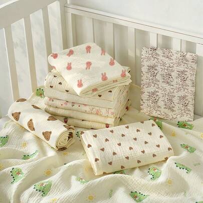 1pc Muslin Baby Swaddle Blanket, Large 100cm*100cm Newborn Wrap Shawl - Soft & Comfortable, Skin-Friendly, Baby Bath Towel Wrap, Multi-Purpose Washable Blanket - Great Gift For Baby On Christmas, Halloween, Thanksgiving