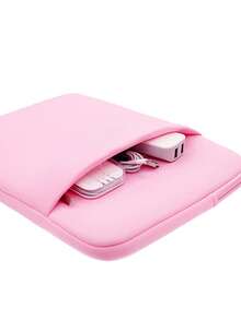 1pc Solid Color Casual Laptop Sleeve Bag, Fits 11.6/12.5/13.3/14/15.4/15.6/16/17 Inch Laptops, Compatible With Huawei/Apple//HP//Hasee - Baby Pink - View 5