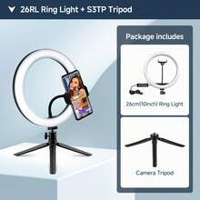 TOKQI 10-Inch Detachable Selfie Ring Light With Flexible Phone Holder, USB Powered, 3 Color Temperatures And 10 Brightness Levels, Includes Extendable Tripod (21.6/52.3/61 Inches), Suitable For Live Streaming, Photography, Video Recording, Makeup, Selfie, Compatible With Smartphones - Multicolor - View 14
