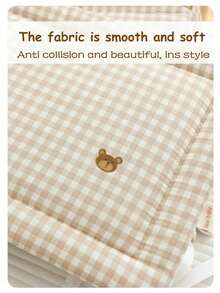 1件装 240厘米/140厘米/120厘米/65厘米 婴儿床围栏，格子熊图案，婴儿房装饰，保护宝宝头部和身体，防摔防撞，婴儿床护栏垫，婴儿床围栏和床围布套 - 格子熊 - 查看 8