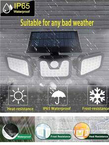 Outdoor Solar Motion Sensor Light, 1/3 Head Solar Security Light, 74LED/100LED Floodlight/Spotlight, With Motion Detection Function, Suitable For Garage, Yard, Entrance, Patio And Other Places, IP65 Waterproof, Halloween, Christmas, Thanksgiving Gift Choice - Black - View 3