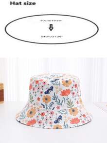 1pc Kids Cute Floral Cartoon Outdoor Sun Protection Bucket Hat, Adjustable, Windproof, Suitable For Spring/Summer, Vacation & Travel - Small Flower - View 3