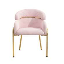 Esszimmerstuhl, Einzeln, Leichter Luxus, Wohnzimmer, Schlafzimmer, Freizeitstuhl, Mit Vier Metallbeinen, Samt, Rosa - 粉色 - 查看 9