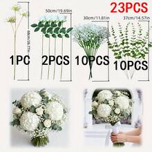 45PCS Artificial Flowers Bouquet, Rose Gypsophila Eucalyptus Leaves Bouquets, Silk Hydrangea Fake Plants Room Decor Centerpieces Valentine's Day Gifts, Birthday Party Decorations, Wedding Flower Baskets, Bride Holding Flowers, Home Furnishings, Dining Rooms, Bedrooms, Windowsills, Vases, Decorations, New Year Decorations, Outdoor Gardens, Start Of School Season - Multicolor - View 14