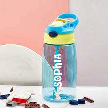 16oz/480ml Personalized Name Water Bottle For Kids, Stainless Steel 12oz/350ml Leakproof Bottle, Unicorn Space Themes, Straw Cap & Name Band Included, Back To School - Style 1 - View 13