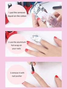 50/100/200pcs Nail Polish Remover Foil Wraps, With Pads Aluminum Foil Wrap, Nail Polish Remover Tools, Metal Cuticle Pusher, Nail Gel Remover, Remover Caps - Silver - View 8