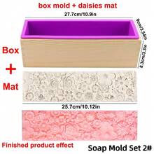 Artistic Silicone Soap Mold Set With Wooden Box & Floral Flower Embossing Mat, Flexible Rectangle, Sea Shell & Starfish Silicone Mold DIY Crafting For Soap And Resin, 42oz Capacity - Multicolor - View 15