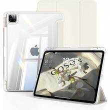 Feams Slim Case For Pad, Smart Stand/Automatic Wake Up/Sleep Tablet Protective Case, Clear Back With Pencil Holder Compatible With IPad 9.7/10.2/10.5/10.9/12.9/Pro 11, 10th Gen,Compatible With Samsung Galaxy Tab S6 Lite 10.4 Inch,Compatible With Huawei MatePad 11 Inch/ Tab,Soft Anti-Fall Protection - Kem trắng - Xem 1