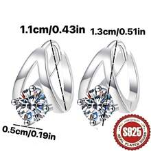 1 par de pendientes de mujer de plata de ley 925 hipoalergénicos, con diseño minimalista, único, elegante y lujoso, con un retoque delicado y brillante, con circonita cúbica de cuatro garras y línea de doble borde, adecuados para uso diario, ocasiones festivas y como regalo - 1 par de pendientes divididos de doble línea - Ver 5