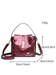 Túi xách nữ bằng da bóng, túi xô da cao cấp có ngăn bên trong, túi đeo vai nữ, túi đeo chéo hàng hiệu cao cấp. - Đỏ - Xem 7